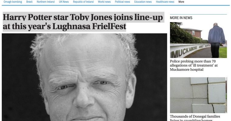 Harry Potter star Toby Jones joins line-up at this year’s Lughnasa FrielFest
